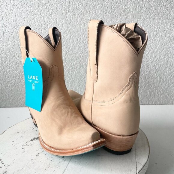 Lane EMMA JANE Womens Cowboy Bootie 8.5 Bone Suede Western Cowgirl Ankle Boots - Picture 1 of 13